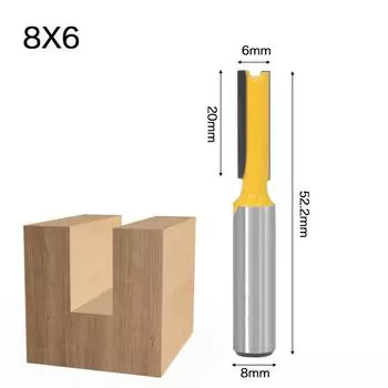 4-Piece Set Woodworking Double-edged Straight Knife Engraving Woodworking Milling Cutter Trimming Machine Cutter Head 8 Handle Head Straight Knife Straight knife 8X6