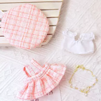 4 Pieces 17cm Mini Doll Clothes Set Cute Suit Costumes Clothing Girl Outfits for розовый