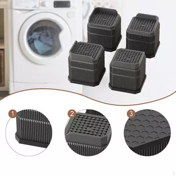 4 Pieces Bed Chair Leg Lift Multipurpose Shock Absorption Raisers Extenders for Washers чёрный