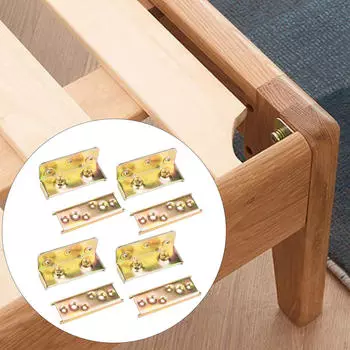 4 Pieces Bed Rail Brackets Connecting Fittings Furniture Hardware Wooden Frame Connector 4 Inch 1.2mm Thick