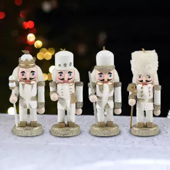 4 Pieces Christmas Mini Wooden Nutcrackers Decoration, Nutcracker Figures, Hanging