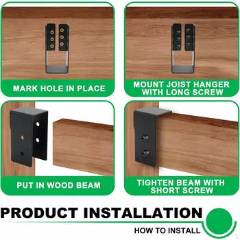 4 Pieces Concealed Joist Hanger Easy to Install Iron Flange Light for 2 x4