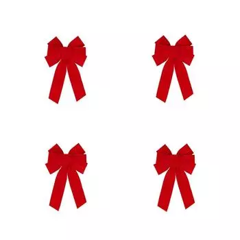 4 pieces of red bows, christmas decorations and various holiday decorations