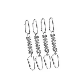 4 Pieces Stainless Steel Tent Tension Spring Buckle Replacement Camping Picnicking Awning Wind Rope Tensioner Carabiners ,black