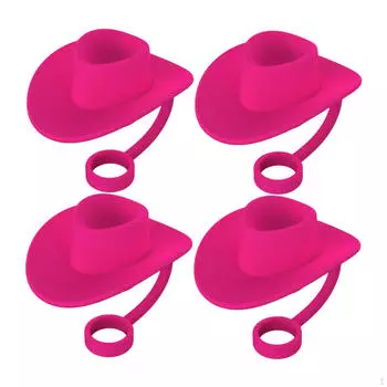 4 Pieces Straw Covers Cap Cowboy Hat Shaped Silicone Dust Plug for Camping розы красного