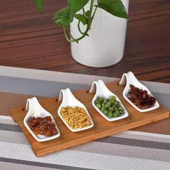 4 подноса Роскошный поднос для фруктов Деревянный поднос Поднос для закусок Бытовой керамический поднос Поднос для сухофруктов в гостиной Японская посуда