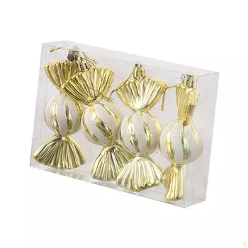 4 подвесных украшения из конфет с ниткой для рождественской елки дома и на мероприятиях серебряный