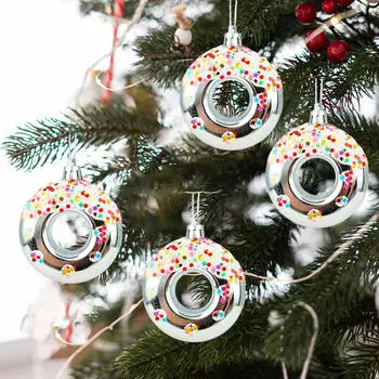 4 подвесных украшения в виде пончиков для праздничного декора и празднования дома серебряный
