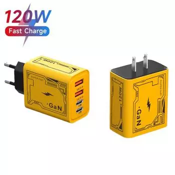 4 порта 120 Вт телефон зарядное устройство адаптер 2 USB + 2 Type C быстрая зарядка зарядное устройство настенный адаптер для iPhone Huawei Samsung EU Plug