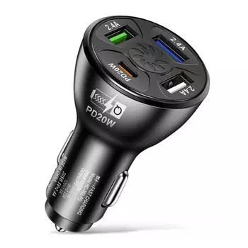 4 порта быстрой зарядки автомобильных аксессуаров зарядное устройство адаптер замена для iPhone 14 358 1PD чёрный