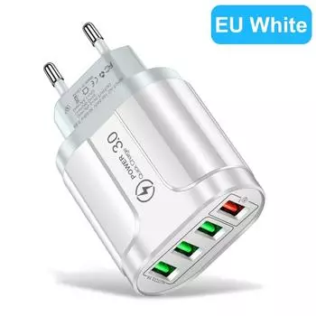 4 порта USB зарядное устройство быстрая зарядка 3.0 общая мощность 48 Вт телефонный адаптер для iPhone Xiaomi EU/US вилка портативное настенное мобильное быстрое зарядное устройство BK385-4U EU White