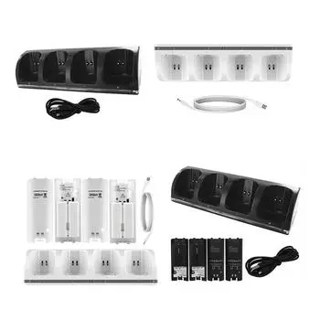 4-портовая зарядная док-станция для игровой консоли WII, аккумулятор, геймпад, игровой контроллер, джойстик, зарядное устройство со светодиодным индикатором белый