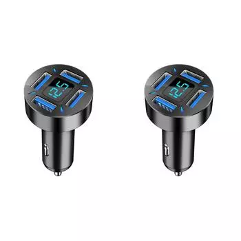 4-портовое автомобильное зарядное устройство, светодиодный цифровой дисплей, адаптер для быстрой зарядки телефона (Стиль 1)