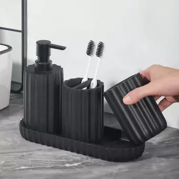 4 предмета, аксессуары для ванной комнаты, стакан для ополаскивателя рта, новоселье, подарочный декоративный дозатор мыла чёрный