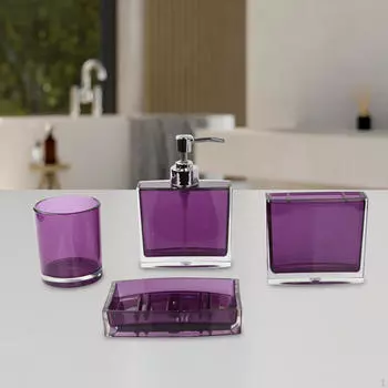 4 предмета держатель для зубной щетки стаканчик набор дозатор лосьона органайзер туалетные принадлежности ополаскиватель для полости рта ванная комната фиолетовый