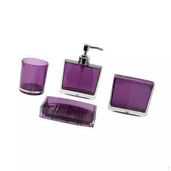 4 предмета держатель для зубных щеток стаканчик набор дозатор для мыла органайзер для хранения туалетных принадлежностей аксессуары для ванной комнаты фиолетовый