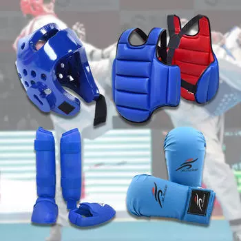4 предмета каратэ спарринг экипировка боксерский шлем профессиональный протектор тела для тренировок, ММА, XS синий