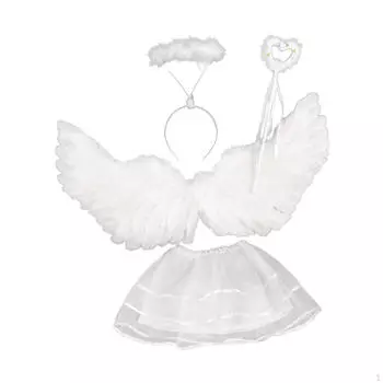 4 предмета, костюм феи для девочек, сказочные юбки-пачки принцессы, повязка на голову, одежда на Хэллоуин, косплей S