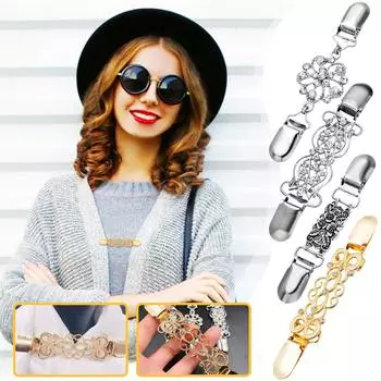 4 предмета, винтажный комплект с зажимами для свитера, женский зажим для шали, зажим для воротника платья, зажим для рубашки, зажим на подпругах One Size чёрный