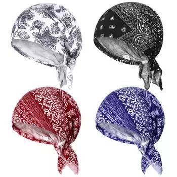 4 предмета Женская шапка-тюрбан для химиотерапии, предварительно завязанные повязки на голову, бандана для лечения выпадения волос синий