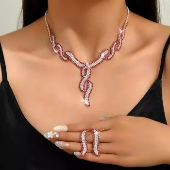 4 предмета женской модной цепочки-коготь, обернутые полые серьги, ожерелье, браслет, комплект ювелирных изделий, банкет, вечеринка, праздничные подарки