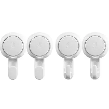 4 прочных крючка на вакуумных присосках — не требующие сверления, бесследные самоклеящиеся крючки для полотенец для легкой организации пространства в ванной и на двери Thin,4pcs белый