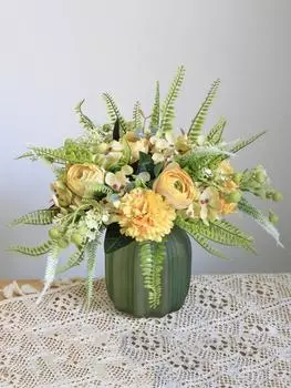 4 пучка искусственных цветов Поддельные пионы Шелковые гортензии Букет гвоздик Реалистичный букет для свадебного украшения Декор стола Цветочные композиции коричневый