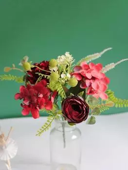 4 пучка реалистичных букетов шелковых гортензий гвоздик букет искусственных цветов искусственные пионы для свадебного украшения декор стола цветочные композиции коричневый