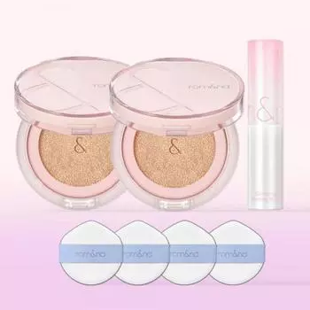4 пуховки Rom&Bloom в Cover Fit Cushion 15 г SPF40PA++ Glasting Melting Balm 3,5 г Набор из 3 предметов, 21 натуральный продукт