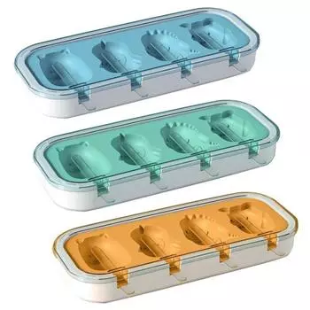 4 ячейки, формы для мороженого в форме животных, формы для мороженого, мороженицы, формы для мороженого для вечеринки на кухне, ручная работа зелёный