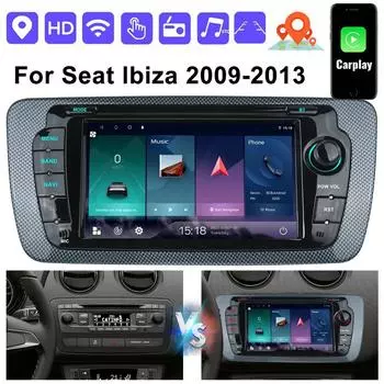 4-ядерный Android-автомагнитола для Seat Ibiza 6j 2009 2010 2011 2012 2013 Автомобильное радио WIFI GPS RDS Carplay Мультимедийный проигрыватель 4 core 2GB+32GB carplay