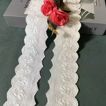 4 ярда/лот, ширина 4,6 см, белые, бежевые, вышитые листья, чистое хлопковое кружево, ювелирные изделия своими руками, платье, одежда, кружевная детская одежда, аксессуары 4.6cm*4 Yards белый