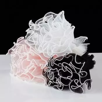 4 ярда пряжа для цветочной упаковки, волнистая, для букета роз, упаковочная бумага, кружевная сетка, ручная работа, подарочная упаковка, декор для свадебной вечеринки белый