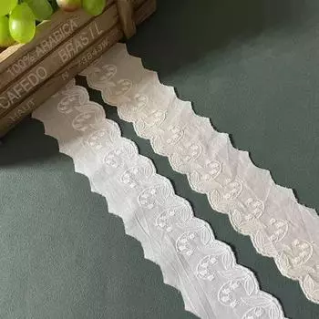 4 ярда, ширина 5,5 см, белая/бежевая хлопчатобумажная ткань, кружевная ткань с вышивкой, отделка, красивый цветок, кружевная ткань 4 Yards length белый