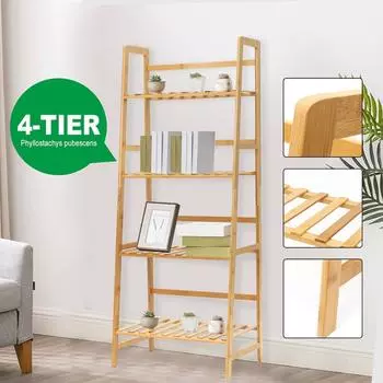 4-ярусная бамбуковая полка для хранения Трапециевидная полка для хранения Полки для ванной Подставка для растений Книжный шкаф Напольная лестничная полка Книжная полка
