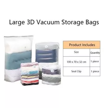4 размера безвоздушный вакуумный мешок с вакуумной запайкой Компактный герметичный безвоздушный вакуумный компрессионный мешок для хранения подушек, одеял, одеял 70x50x32cm