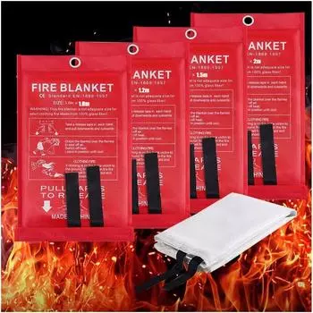 4 размера квадратных противопожарных одеял из стекловолокна, огнестойкое тушение пожара, аварийный комплект для выживания для людей, дома, автомобиля, кухни, безопасности