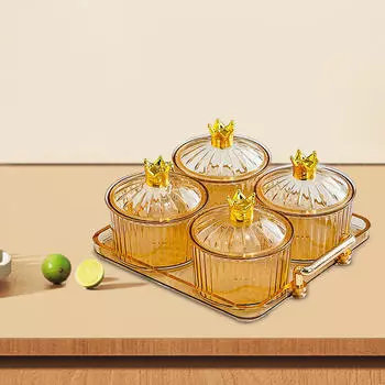 4 решетки тарелка для сухофруктов поднос для закусок пыленепроницаемые разделенные блюда для вечеринок янтарь