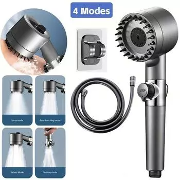4 режима насадки для душа, насадка для душа высокого давления, одна кнопка, массажная насадка для душа с фильтрующим элементом, аксессуары для ванной комнаты shower head