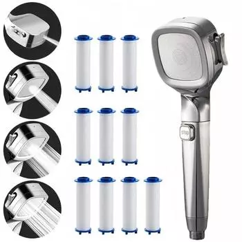 4 режима регулируемая насадка для душа высокого давления с кнопкой включения/выключения распылитель водосберегающая насадка для душа фильтр для ванной комнаты