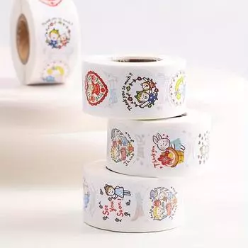 4 рулона/2000 шт. Круглые наклейки «Спасибо», 500 шт./рулон Самоклеящиеся наклейки в рулоне с героями мультфильмов, можно использовать для украшения упаковки 4rolls