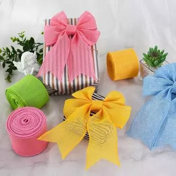 4 рулона цветной ленты 5 м мешковины проволочные ленты цветные быстровыцветающие ленты для рукоделия аксессуары для пасхального венка подарочная упаковка свадебные букеты 4pcs