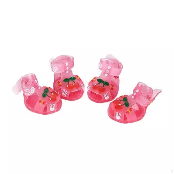 4 Сандалии, Обувь для собак, Ботиночки, Нескользящие ботинки для домашних животных для использования в помещении, Защита лап щенка для прогулок розовый