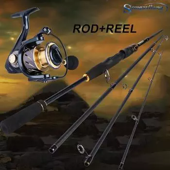 4 секции для кастинговой удочки с металлической спиннинговой катушкой 14BB, набор удочек и катушек Rod2.1m&Reel1000