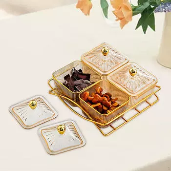 4 сервировочные тарелки для закусок, блюдо для закусок с скандинавскими фруктами, разделительная тарелка для десерта коричневый