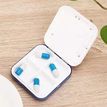 4 сетки цифровая интеллектуальная коробка для таблеток для пожилых пациентов таймер будильник аптечка синяя