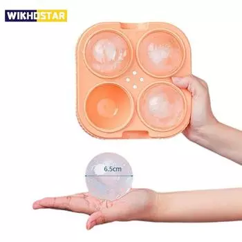 4 сетки для изготовления ледяных шаров большого диаметра 6,5 см, большая форма для ледяных шаров, лоток для виски, инструменты для коктейльного бара, пищевая форма для льда для холодных напитков оранжевый