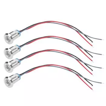 4 Sets PreWired Round LEDs Waterproof Metal 2Color Indicator Common Cathod 12mm 1224V(Красный и синий )