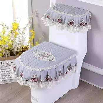 4 сезона Золотой бархатный туалетный комплект из трех предметов кружевная ткань молния стиль высококачественная подушка для сиденья унитаза чехол для подушки для сиденья унитаза