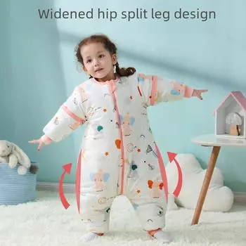 4-сезонный детский спальный мешок Anti-Kick Пижама: Теплый хлопковый дизайн с раздельными штанинами S/80 (For height below 85cm)